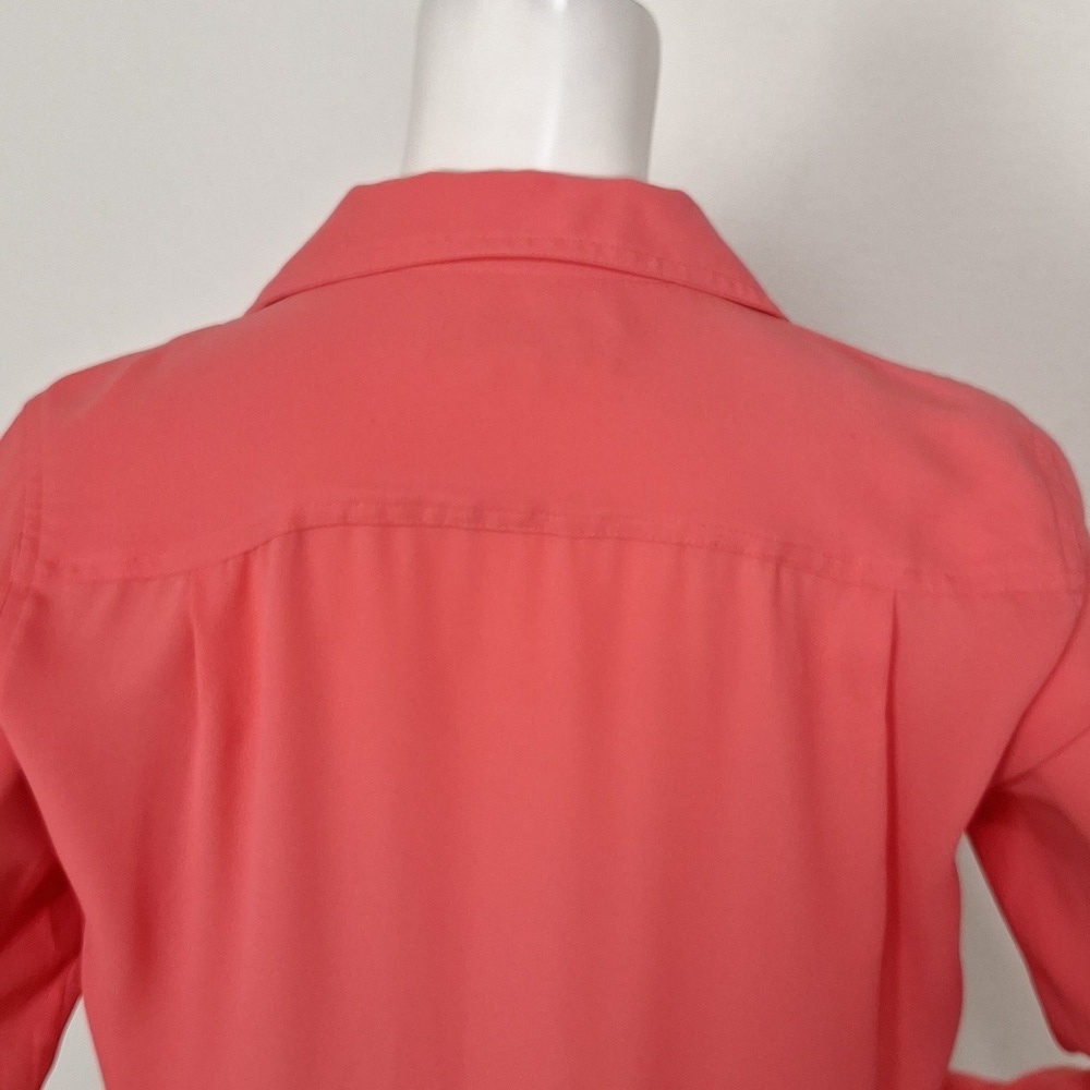 Ann Taylor Chico's Orange Feminine Lagenlook Roll Tab Sleeve Blouse Size M - Picture 6 of 13